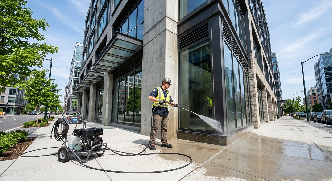Professional commercial building pressure washing